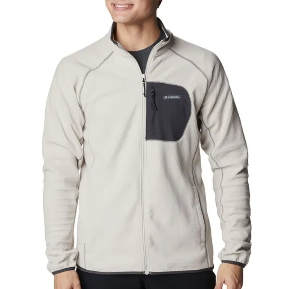 NWT! Columbia Men's L OMNI-HEAT Tan/ Cream Grey Fleece Jacket Zip Sweatshirt
